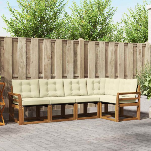 Комплект дивани за открито 5 pcs Натурален и Крема