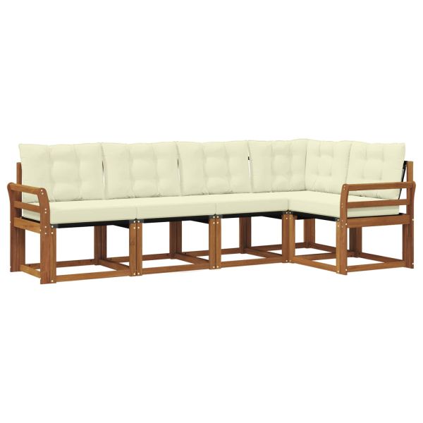 Комплект дивани за открито 5 pcs Натурален и Крема