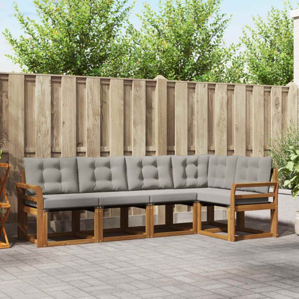 Комплект дивани за открито 5 pcs Естествено и светло сиво