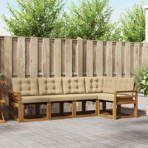 Комплект дивани за открито 5 pcs Натурален и Бежов