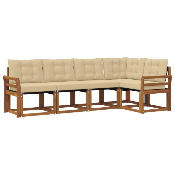 Комплект дивани за открито 5 pcs Натурален и Бежов