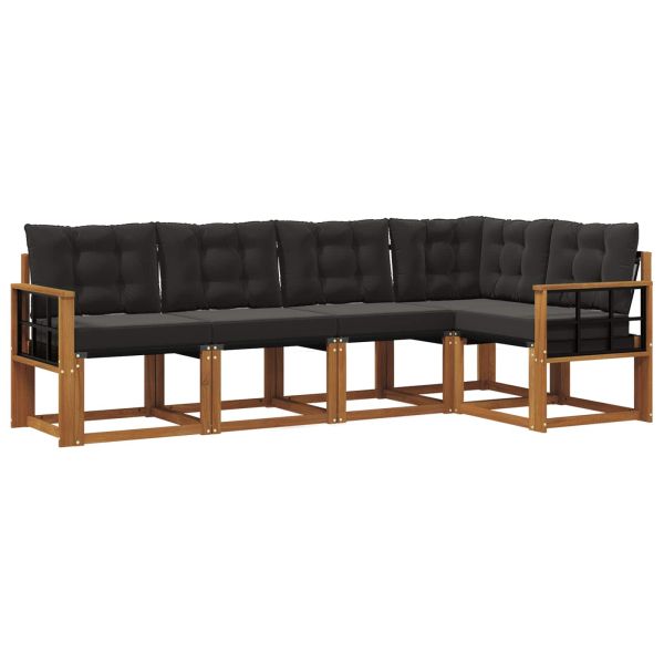 Комплект дивани за открито 5 pcs Естествено и черно