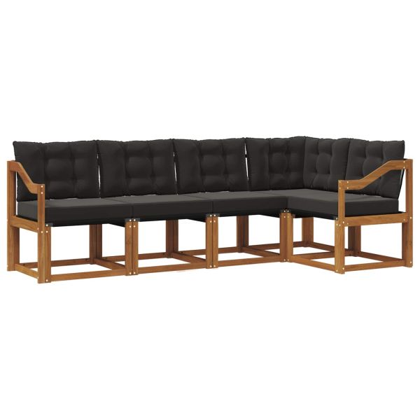 Комплект дивани за открито 5 pcs Естествено и черно