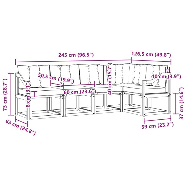 Комплект дивани за открито 5 pcs Естествено и черно