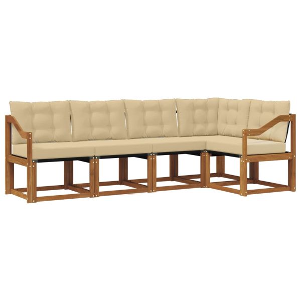 Комплект дивани за открито 5 pcs Натурален и Бежов