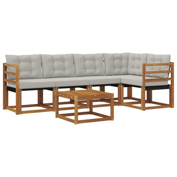 Комплект дивани за открито 6 pcs Естествено и светло сиво