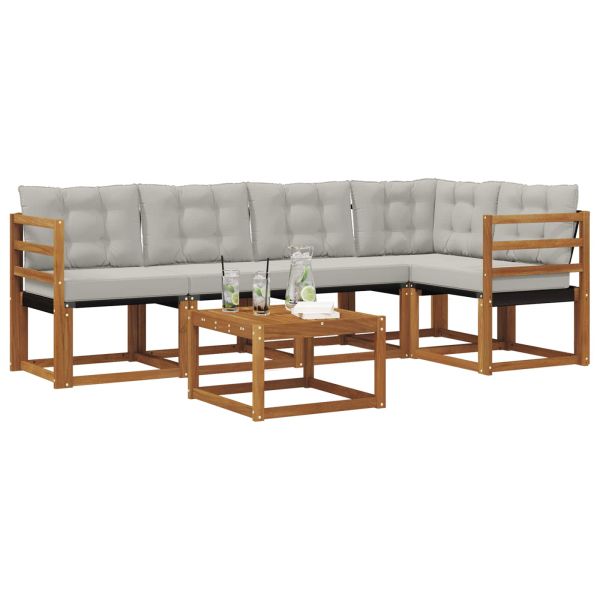 Комплект дивани за открито 6 pcs Естествено и светло сиво