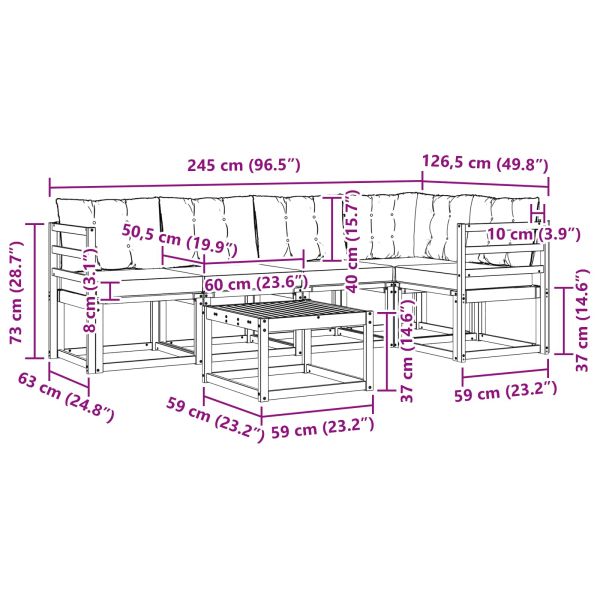 Комплект дивани за открито 6 pcs Естествено и черно