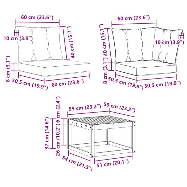 Комплект дивани за открито 6 pcs Естествено и черно