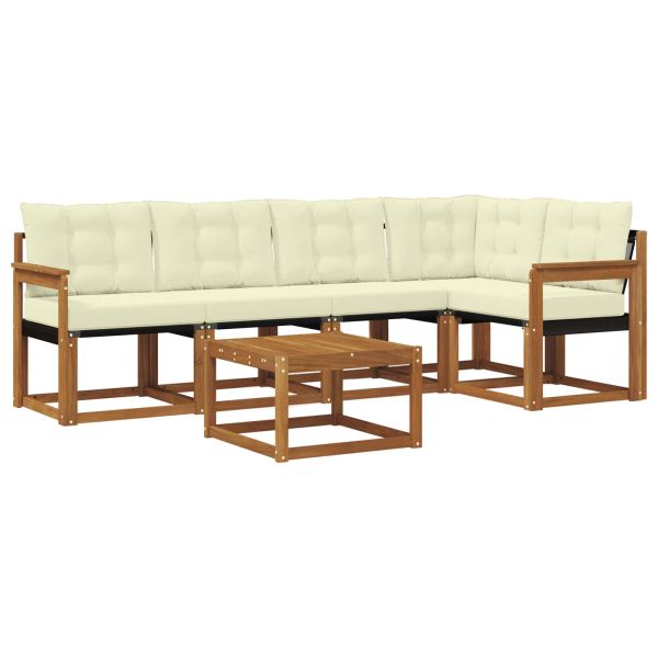 Комплект дивани за открито 6 pcs Натурален и Крема