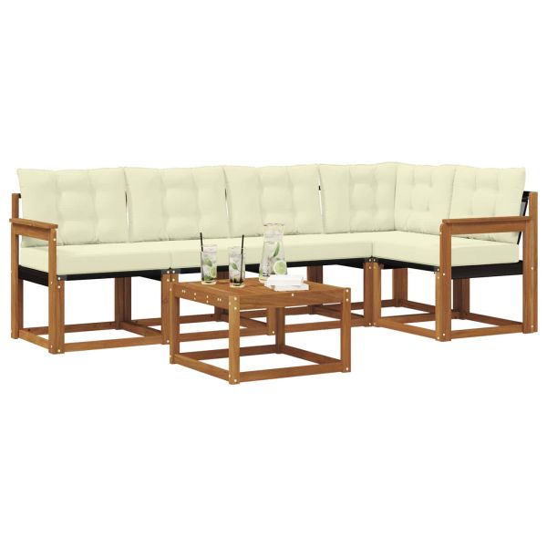 Комплект дивани за открито 6 pcs Натурален и Крема