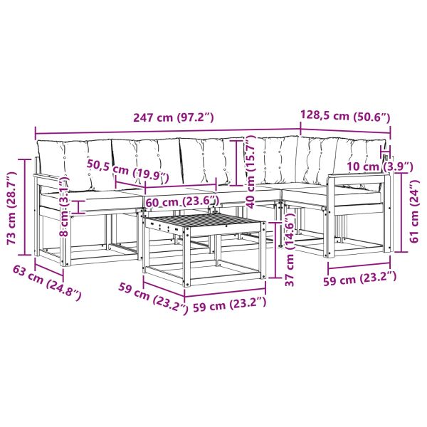 Комплект дивани за открито 6 pcs Натурален и Крема