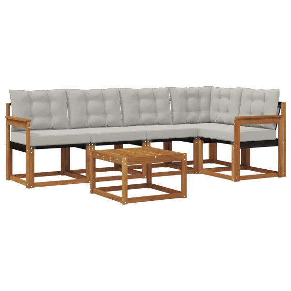 Комплект дивани за открито 6 pcs Естествено и светло сиво