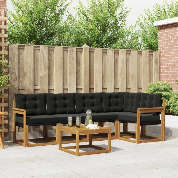 Комплект дивани за открито 6 pcs Естествено и черно