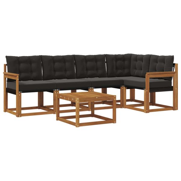 Комплект дивани за открито 6 pcs Естествено и черно