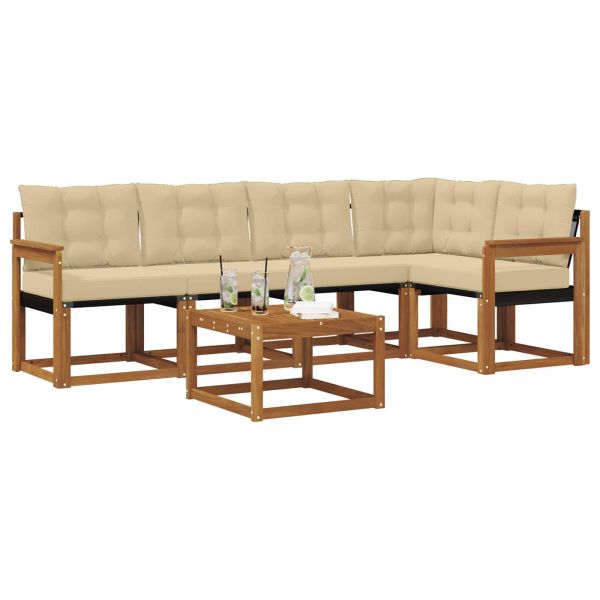 Комплект дивани за открито 6 pcs Натурален и Бежов