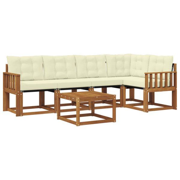 Комплект дивани за открито 6 pcs Натурален и Крема