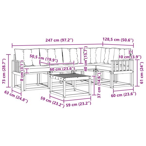 Комплект дивани за открито 6 pcs Естествено и светло сиво
