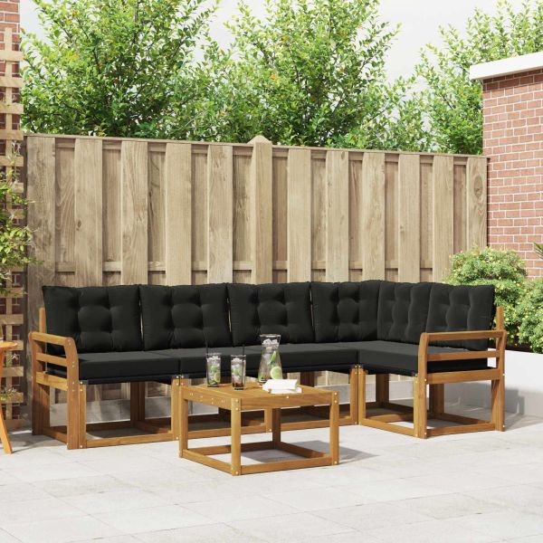 Комплект дивани за открито 6 pcs Естествено и черно