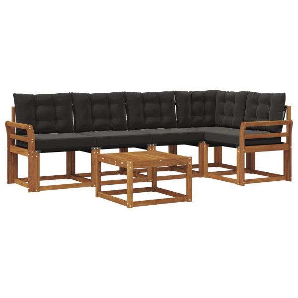 Комплект дивани за открито 6 pcs Естествено и черно