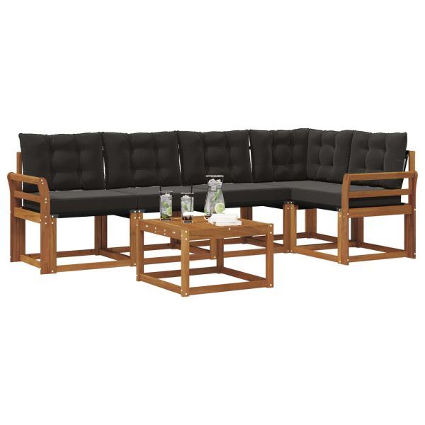 Комплект дивани за открито 6 pcs Естествено и черно