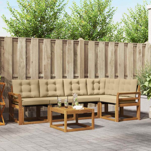Комплект дивани за открито 6 pcs Натурален и Бежов