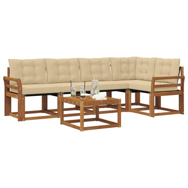 Комплект дивани за открито 6 pcs Натурален и Бежов