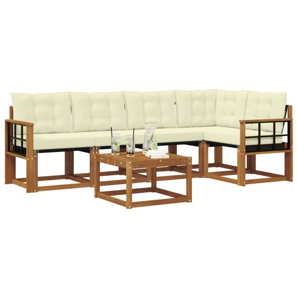 Комплект дивани за открито 6 pcs Натурален и Крема