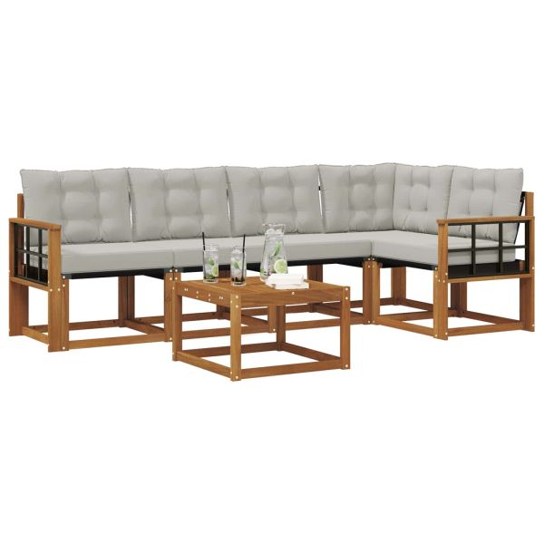 Комплект дивани за открито 6 pcs Естествено и светло сиво