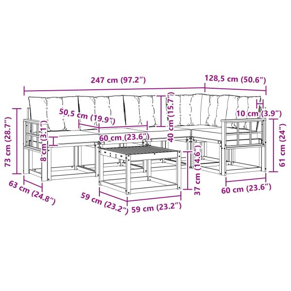 Комплект дивани за открито 6 pcs Естествено и светло сиво