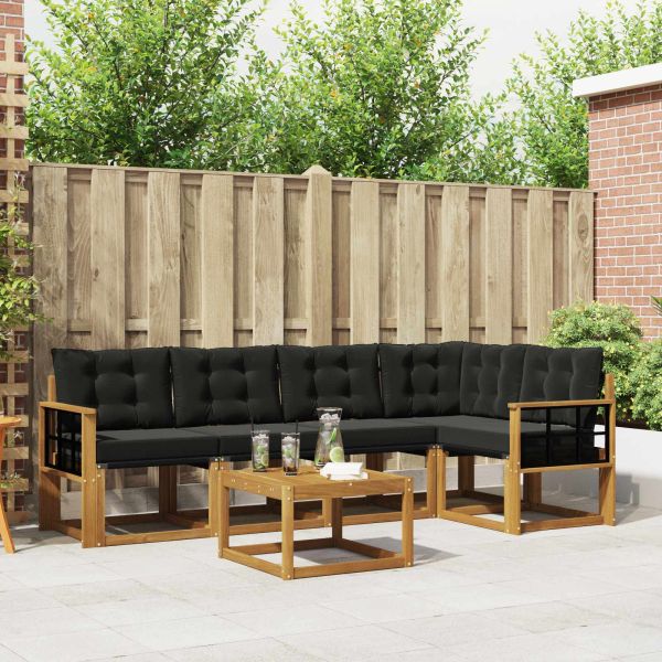 Комплект дивани за открито 6 pcs Естествено и черно