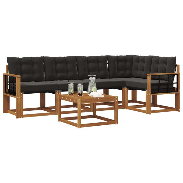 Комплект дивани за открито 6 pcs Естествено и черно