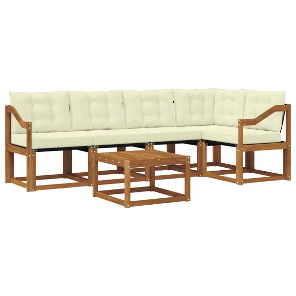Комплект дивани за открито 6 pcs Натурален и Крема