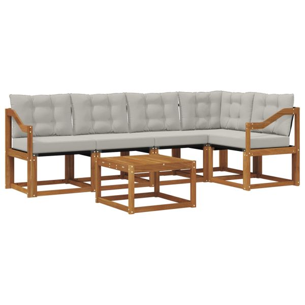 Комплект дивани за открито 6 pcs Естествено и светло сиво