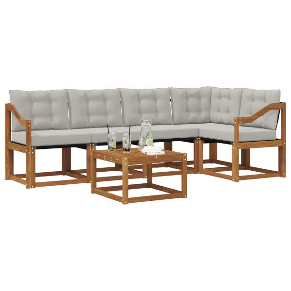 Комплект дивани за открито 6 pcs Естествено и светло сиво