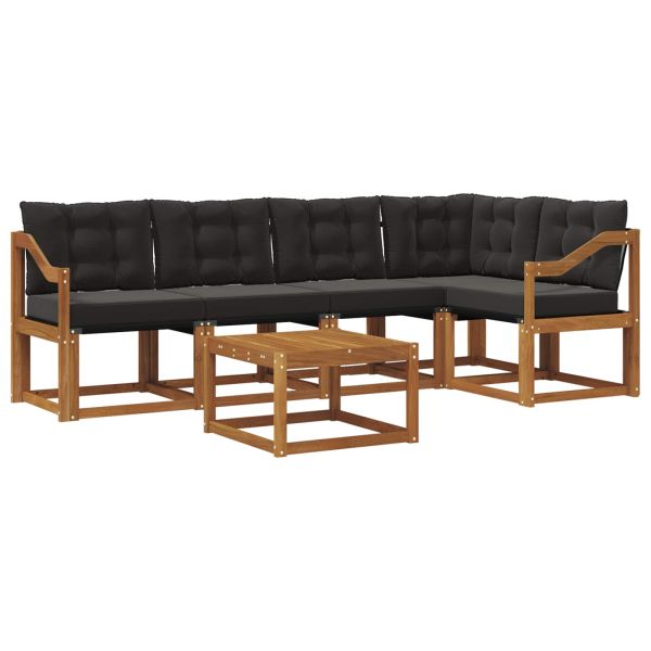 Комплект дивани за открито 6 pcs Естествено и черно