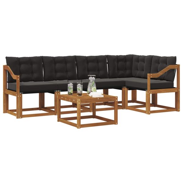 Комплект дивани за открито 6 pcs Естествено и черно