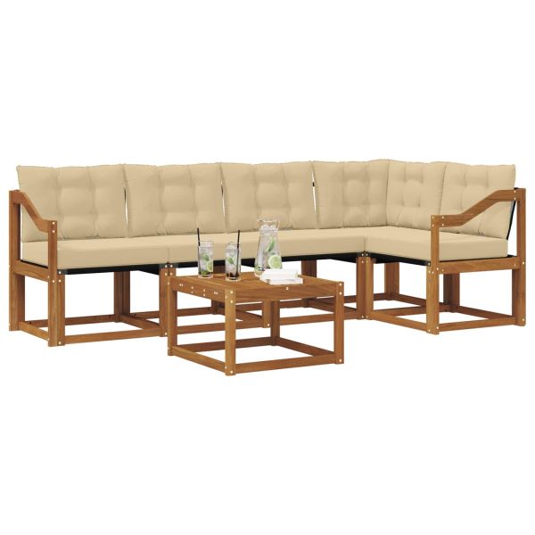 Комплект дивани за открито 6 pcs Натурален и Бежов