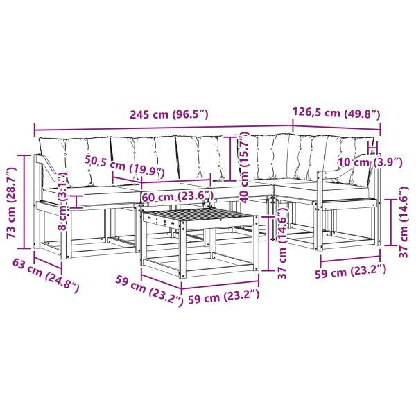Комплект дивани за открито 6 pcs Натурален и Бежов