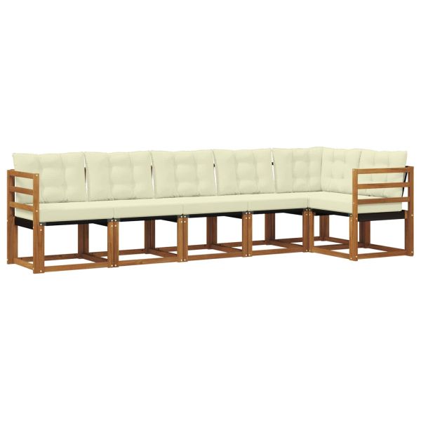 Комплект дивани за открито 6 pcs Натурален и Крема