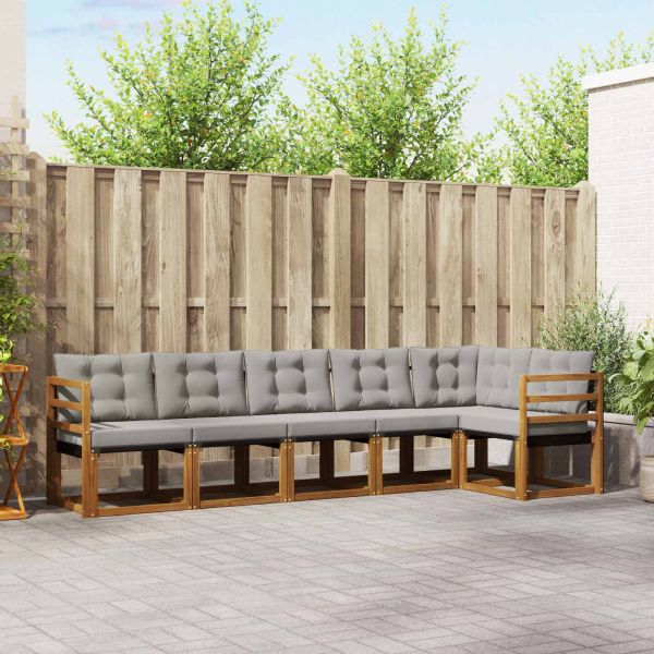 Комплект дивани за открито 6 pcs Естествено и светло сиво