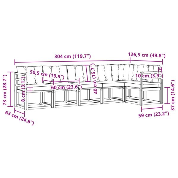 Комплект дивани за открито 6 pcs Натурален и Бежов