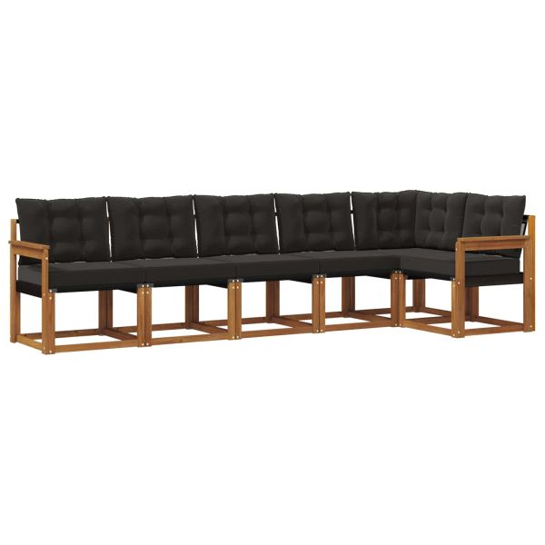 Комплект дивани за открито 6 pcs Естествено и черно