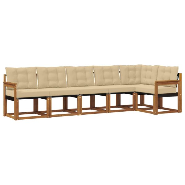 Комплект дивани за открито 6 pcs Натурален и Бежов