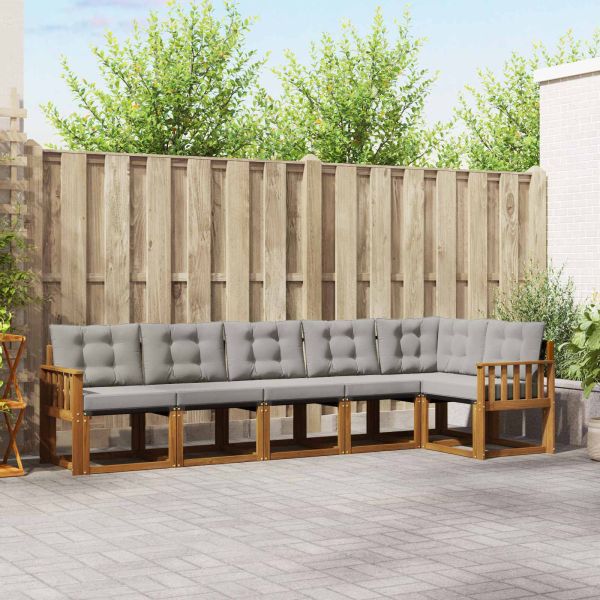 Комплект дивани за открито 6 pcs Естествено и светло сиво