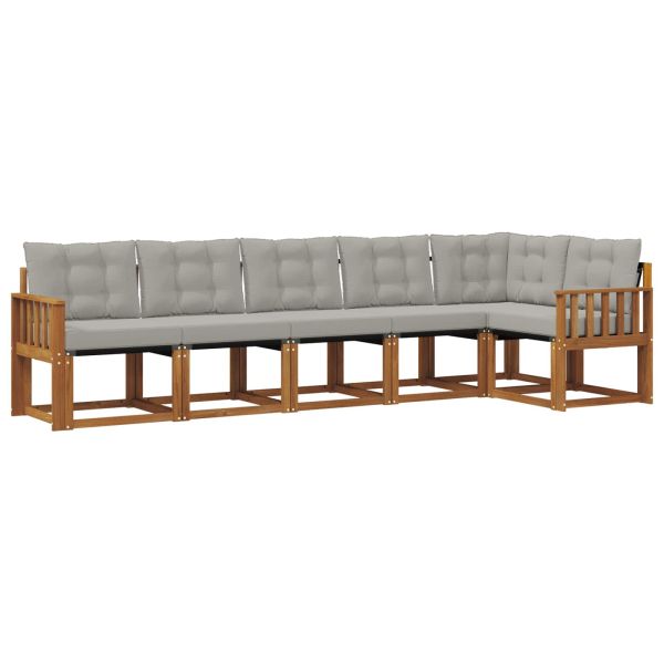 Комплект дивани за открито 6 pcs Естествено и светло сиво