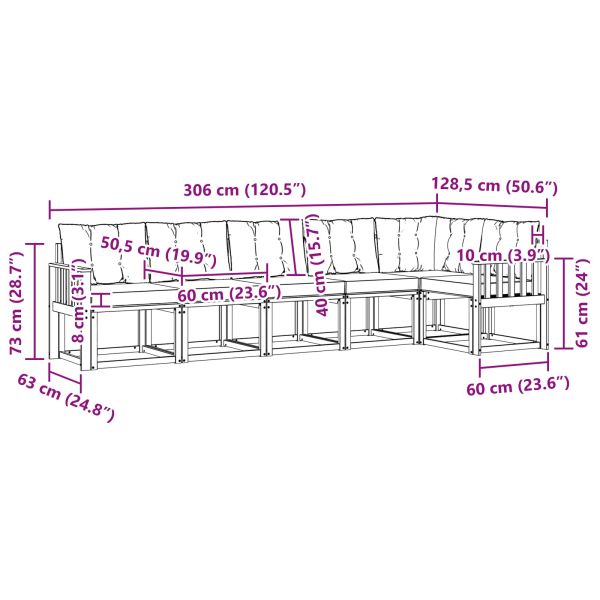 Комплект дивани за открито 6 pcs Естествено и светло сиво