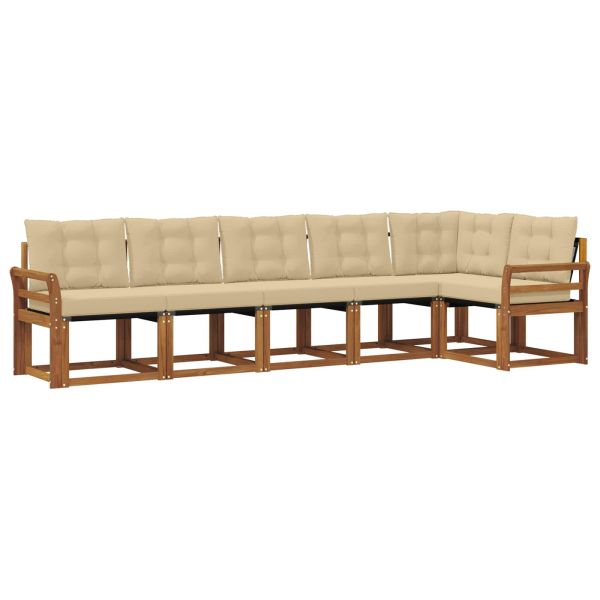 Комплект дивани за открито 6 pcs Натурален и Бежов