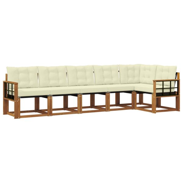 Комплект дивани за открито 6 pcs Натурален и Крема