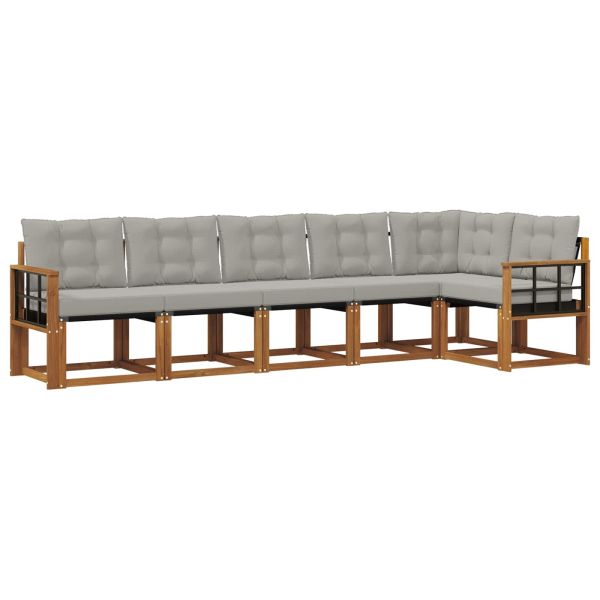 Комплект дивани за открито 6 pcs Естествено и светло сиво